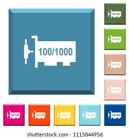 Gigabit ethernet network controller white icons on edged square buttons in various trendy colors