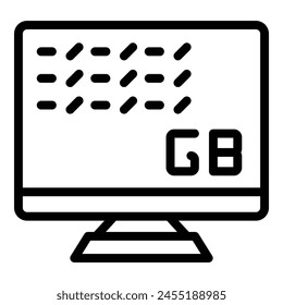 Vector de esquema de icono de datos de gigabytes. Memoria móvil. Almacenamiento Gb