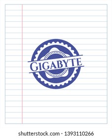 Gigabyte draw with pen effect. Blue ink. Vector Illustration. Detailed.