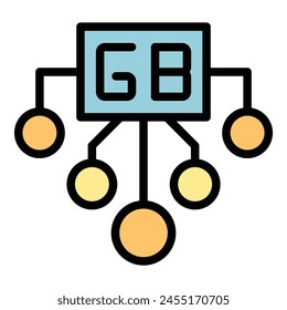 Gigabyte scheme icon outline vector. Data memory. Mobile storage color flat