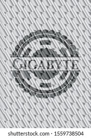 Gigabyte silver shiny badge. Scales pattern. Vector Illustration. Detailed.