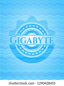 Gigabyte water representation style badge.