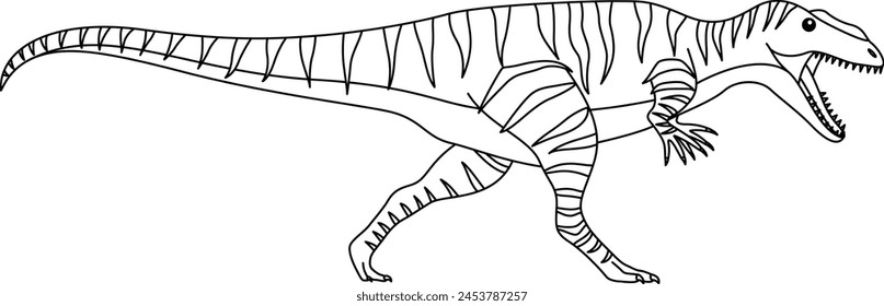 Giganotosaurus dinosaur isolated on white background coloring page.  