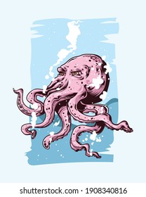 Vector de pulpo gigante adecuado para sus diseños de mercadería