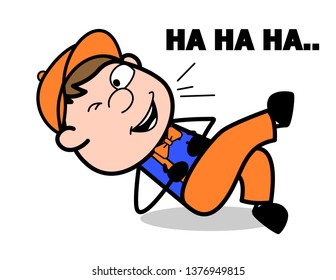 Giggle - Retro Cartoon Carpenter Worker Vector Illustration﻿