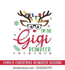 O design de renas de Natal gigi, O design da família de renas de Natal