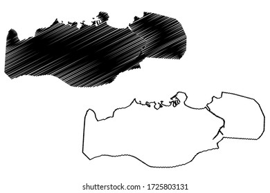 Gijon City (Kingdom of Spain, Asturias) map vector illustration, scribble sketch City of Xixon map