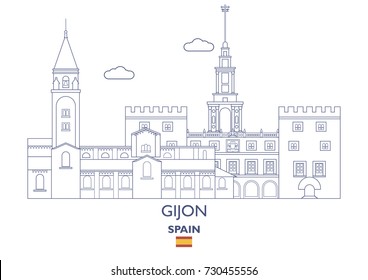 Gijon Linear City Skyline, Spain