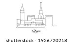 Gijon of the spain landmarks skyline - Continuous one line drawing