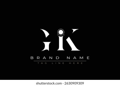 GIK abstract letter logo design. This logo is designed by three abstract letters.