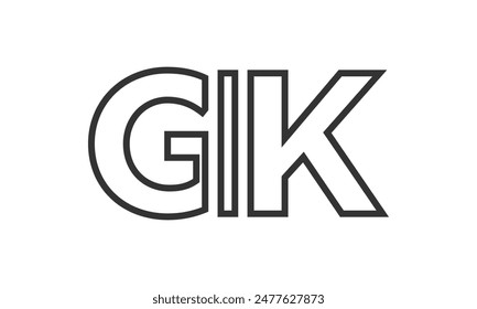Plantilla de diseño de logotipo GIK con texto en negrita fuerte y moderno. Logotipo de Vector inicial basado en tipografía simple y mínima. Identidad de empresa de moda ideal para la presencia de marca de negocios.