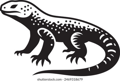 Gila Monster Lizard Silhouette Vektorillustration auf weißem Hintergrund.