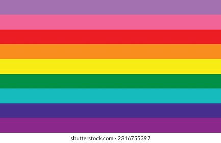 Bandera del Orgullo Iris de 9 bandas de Gilbert Baker. Ilustración vectorial de acciones