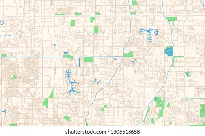 Gilbert Arizona printable map excerpt. This vector streetmap of downtown Gilbert is made for infographic and print projects.