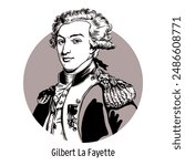 Gilbert Lafayette was a French and American politician. Hand drawn vector illustration