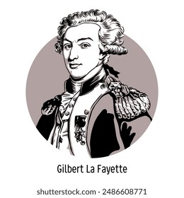 Gilbert Lafayette fue un político francés y estadounidense. Ilustración vectorial dibujada a mano