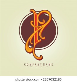 Gilded beauty flourish gold I lettering monogram logo vector illustrations for your work logo, merchandise t-shirt, stickers and label designs, poster, greeting cards advertising business company 