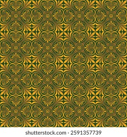 Gilded floral elements and patterns in retro style. seamless, vector illustration. Can be used as a background for cards, printed materials, textiles, carpet, cloth, wallpaper, wrapping paper.