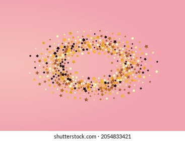 Fondo rosa del vector brillante dorado. Plantilla De Confetti De Luz De Oro. Papel de escritorio de Sparkle Twinkle.  Banner brillante de estrella brillante.