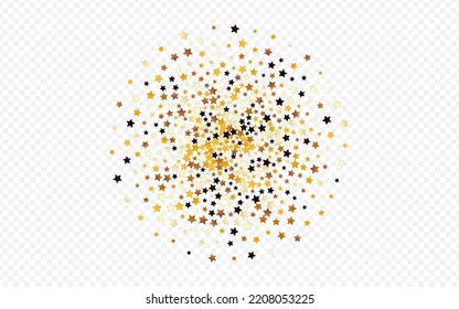 Gilded Glow Vector Transparent Background. Gold Festive Space Border. Glitter Shiny Wallpaper.  Sparkling Celebration Confetti Design.