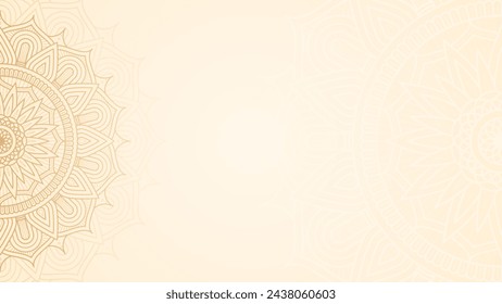 Gilded Harmony Of Intricate Line Mandala with Gold Accents Blank Horizontal Vector Background Design