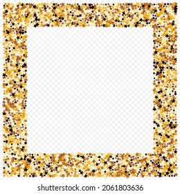 Gilded Rain Vector Transparent Background. Yellow Shiny Glow Texture. Dust Abstract Banner.  Shiny Effect Star Pattern.