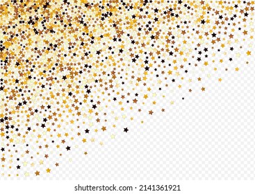 Gilded Sky Vector Transparent Background. Yellow Bright Starry Border. Sparkle Celebration Illustration.  Shiny Twinkle Star Wallpaper.
