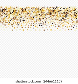 Gilded Sky Vector Transparent Background. Gold Elegant Shine Wallpaper. Sparkle Effect Border.  Shiny Shimmer Star Illustration.