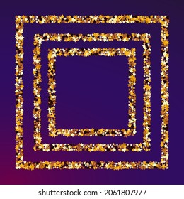 Gilded Space Vector Purple Background. Gold Galaxy Sky Illustration. Rain Shiny Texture.  Shiny Christmas Shine Design.