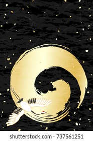 Gilded swirls and cranes in paper like texture