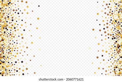 Gilded Universe Vector Transparent Background. Shiny Cosmos Rain Texture. Shine Effect Border.  Golden Light Sky Design.