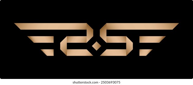 Gilded Wings of number 25, Sleek Origami-Inspired Logo. Futuristic Emblem Marries Luxury and Tech. Golden Angular Design on Black - Perfect for Premium Branding or Anniversary Symbol.