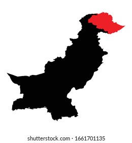 Gilgit Baltisan Administrative unit highlighted on Pakistan map Vector EPS 10
