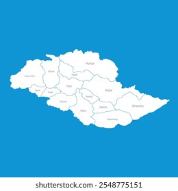 Mapa de Gilgit Baltistan com nomes ilustração de vetor plana