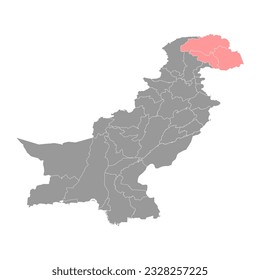 Gilgit Baltistan region map, administrative territory of Pakistan. Vector illustration.