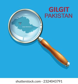 Gilgit Magnifier with a map of an abstract topographic background. Pakistan province, Vector map.