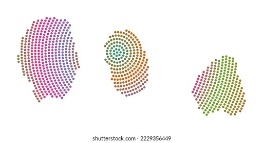 Gili Islands dotted map. Digital style shape of Gili Islands. Tech icon of the island with gradiented dots. Trendy vector illustration.