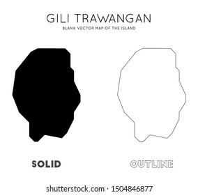 Gili Trawangan map. Blank vector map of the Island. Borders of Gili Trawangan for your infographic. Vector illustration.