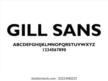 Gill Sans font for logo and headline. Isolated vector typeset