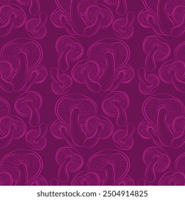 gilled mushroom line pattern pink background