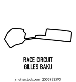 Gilles Baku Circuit Vector. Circuit Race Track Illustration with Editable Stroke. Stock Vector.