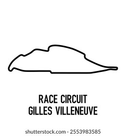 Gilles Villeneuve Circuit Vector. Circuit Race Track Illustration with Editable Stroke. Stock Vector.