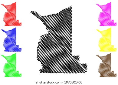 Gilliam County, Oregon State (U.S. county, United States of America) map vector illustration, scribble sketch Gilliam map