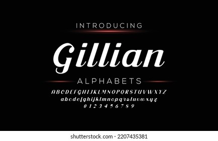 Gillian premium script font design. Vector alphabet.