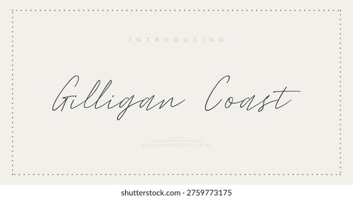 Gilligan Coast, Script font alphabet logo. Typography Beauty fashion luxury classic letters serif fonts decorative wedding vintage retro logos. vector illustration
