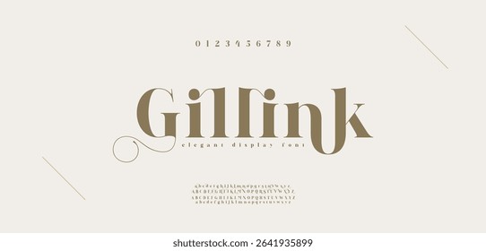 Gillink minimal modern alphabet fonts and numbers. Abstract urban thin line font typography typeface uppercase lowercase. vector illustration
