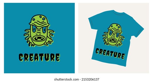 Gillman Green Swamp Thing Creature T-shirt Illustration