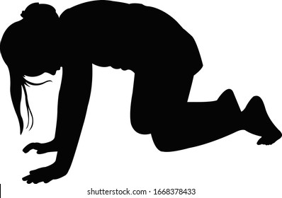 a gilr kneeling down  silhouette vector