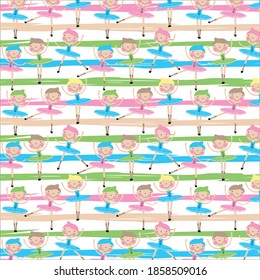 Gilrs Balet Cute Pattern Vector 