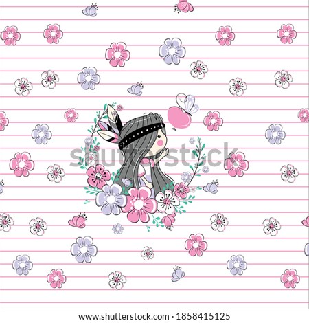 gilrs flower cute cartoon pattern